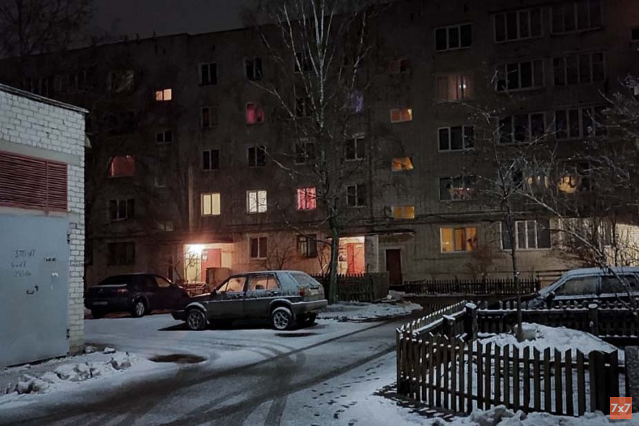 An apartment house in Belaya Beryozka where during bombings tenants hide in the basement.