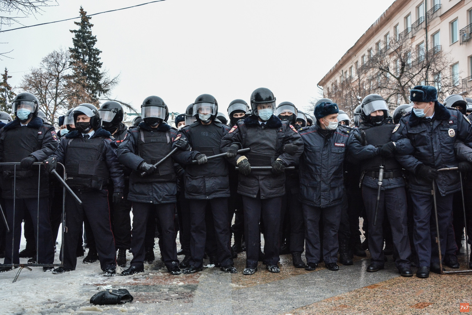 Сотрудники ОМОН на митинге в Пензе, 23 января 2021 года. Фото Екатерины Малышевой