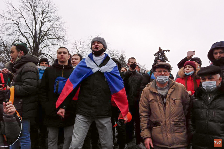 Максим Климов на акции протеста в Белгороде 23 января